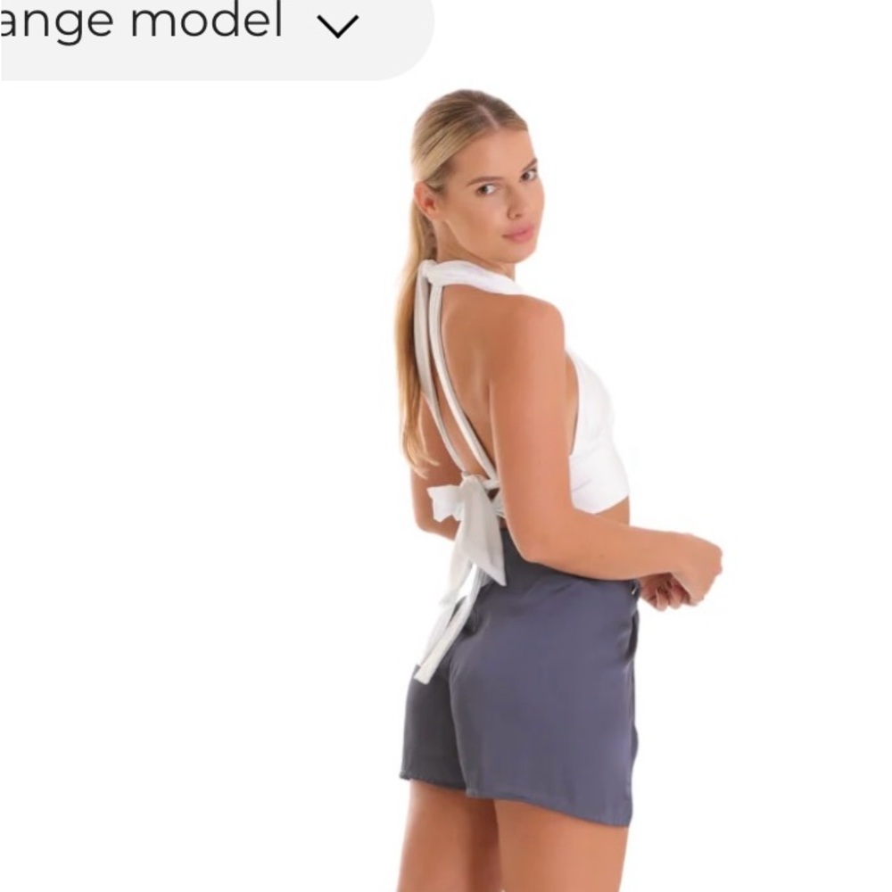 Elegant BALIAWEAR Steel Blue Satan Wrap Shorts